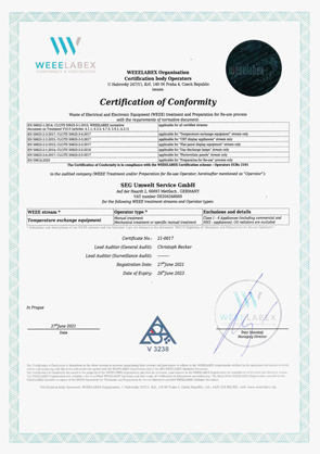 WEEELABEX Certification of Conformity